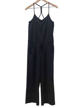 Lucy Women’s Black Sleeveless Flared Jumpsuit with Halter Neckline Size Medium